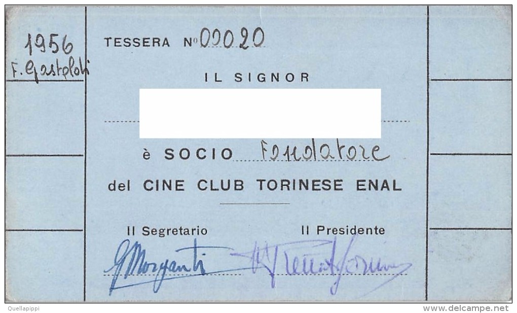 03987 "CINE CLUB TORINESE ENAL - TESSERA 00020-1956" TESSERA SOCIO - Biglietti D'ingresso