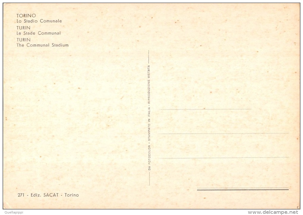 03989 "TORINO - STADIO COMUNALE" ANIMATA, AUTO ANNI '60.  CART.  NON SPED. - Stadiums & Sporting Infrastructures