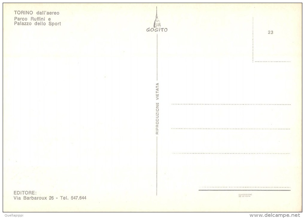 03994 "TORINO - PARCO RUFFINI E PALAZZO DELLO SPORT" CART.  NON SPED. - Stadia & Sportstructuren