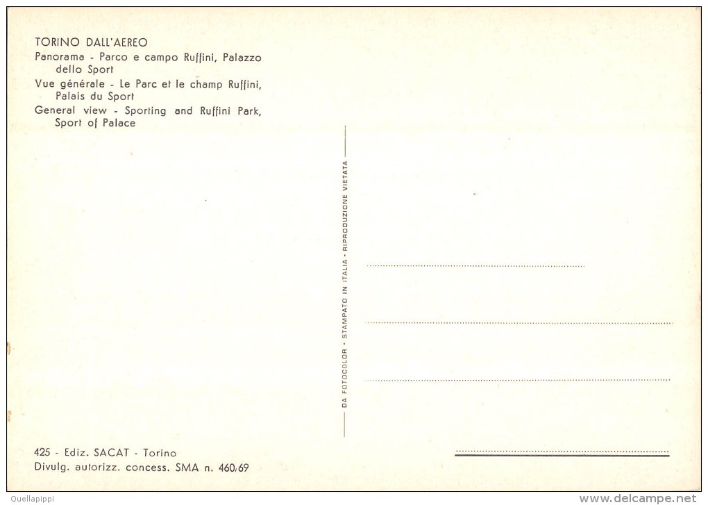 03995 "TORINO - PARCO RUFFINI E PALAZZO DELLO SPORT - STABILIMENTO LANCIA" CART.  NON SPED. - Stadi & Strutture Sportive