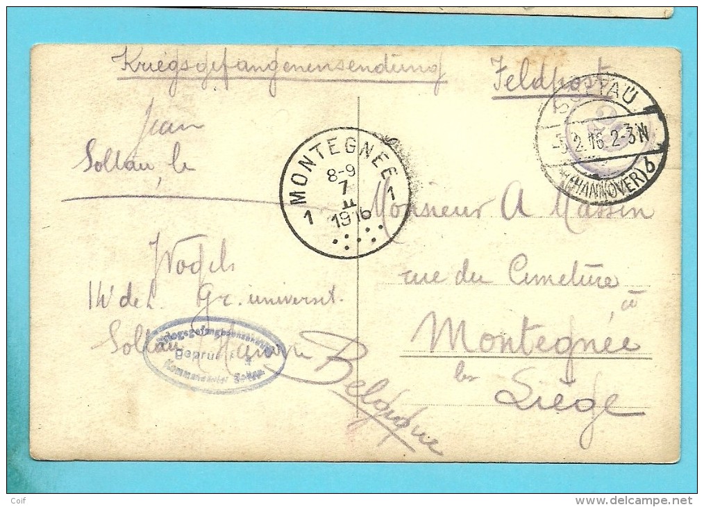 Foto-kaart Met Stempel SOLTAU Naar MONTEGNEE - Kriegsgefangenschaft