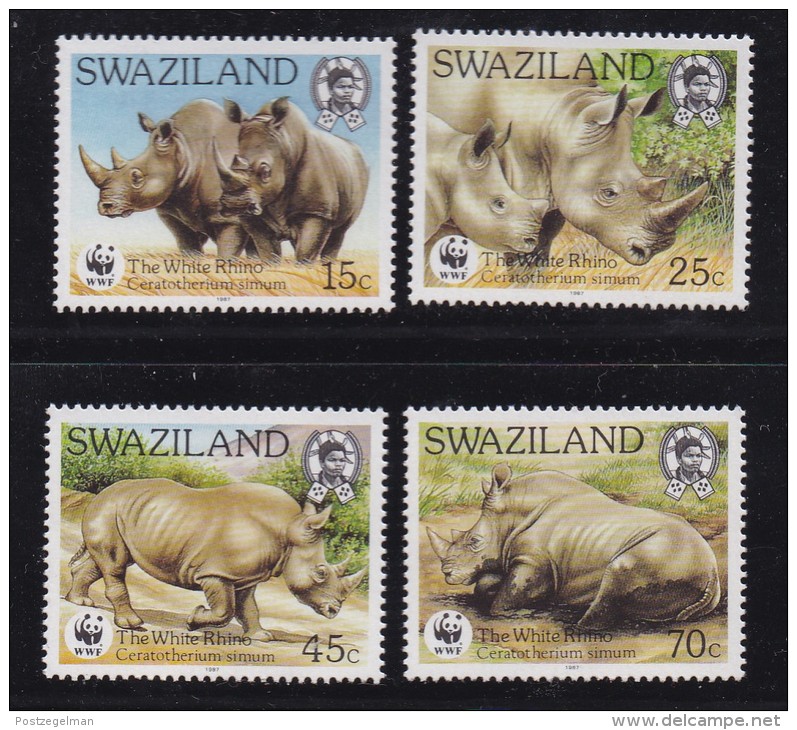 SWAZILAND, 1987, Mint Never  Hinged Stamps, WWF White Rhinoceros, 528-531, #6782 - Swaziland (1968-...)