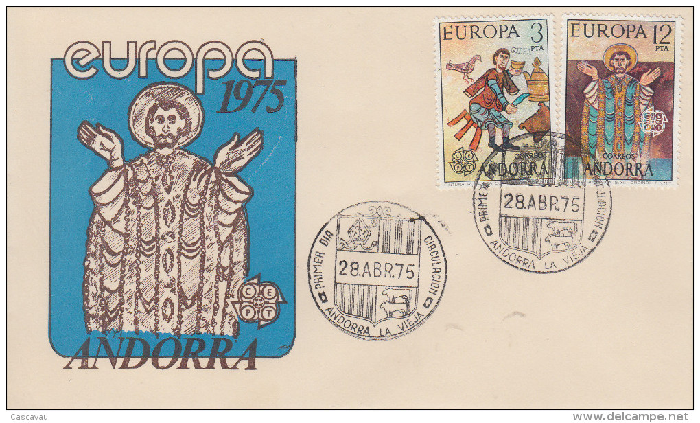 Enveloppe  FDC   1er  Jour   ANDORRE   ANDORRA     Paire    EUROPA     1975 - 1975