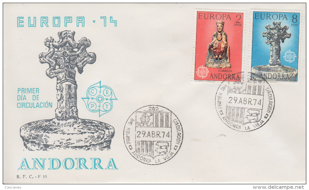 Enveloppe  FDC  1er  Jour   ANDORRE     Paire    EUROPA     1974 - 1974