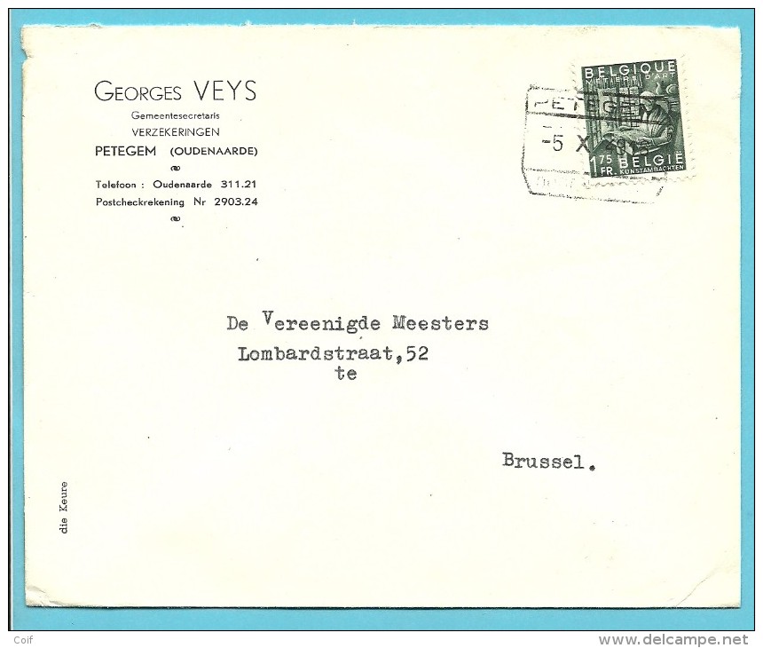 768 Op Brief Met Spoorwegstempel PETEGEM - 1948 Export