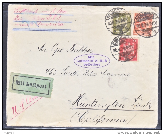 GERMANY  ZEPPELIN  COVER   ZR-3   LZ 126   (U.S.S.  LOS ANGELES)  TO  U.S.A. - Airmail & Zeppelin