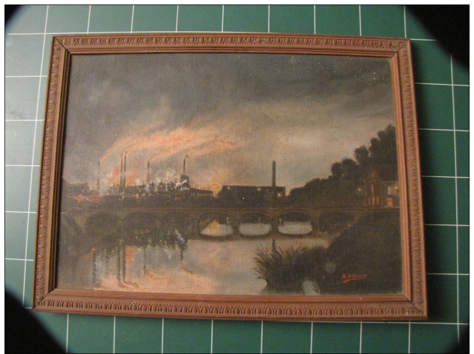 Joeuf/de Wendel/artisson/belle Toile De L'usine De Wendel Par A.Artisson/25x35cm/dans Son Jus - Huiles