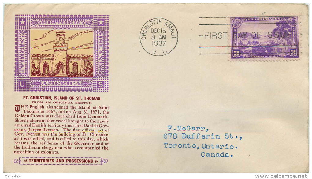 1937  Virgin Islands  E.C. Laird Cachet  Sc 802 - 1851-1940