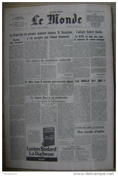 Le Monde Du 7/11/1979: N°10815 - General Issues