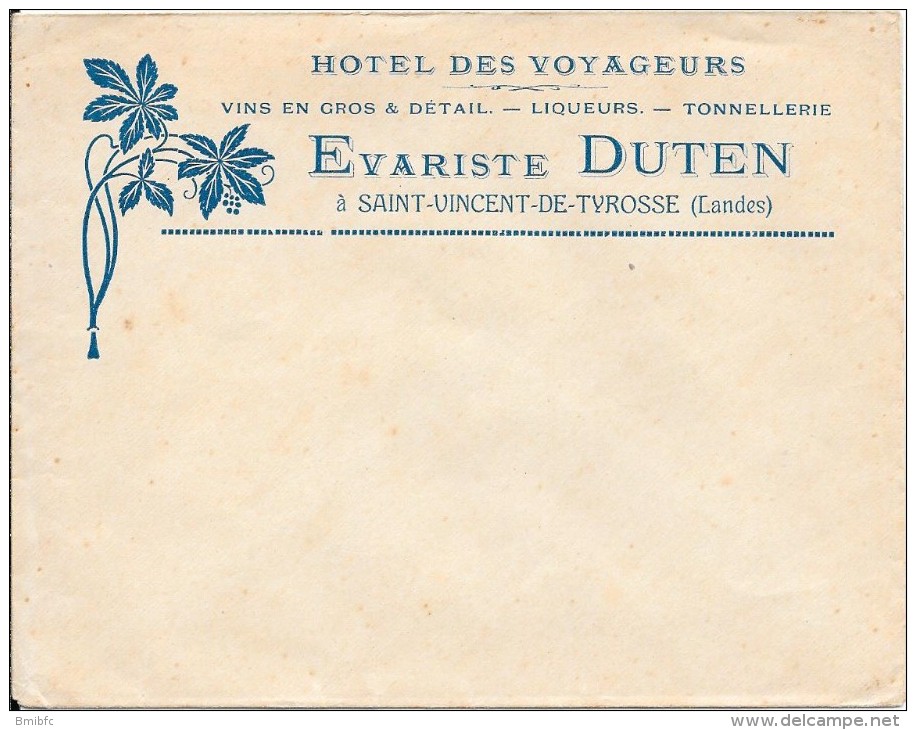 Enveloppe - HOTEL DES VOYAGEURS - Evariste Duten à Saint-Vincent De Tyrosse (Landes) - Deportes & Turismo