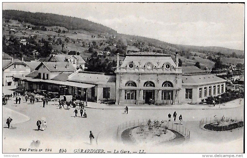 CARTE POSTALE ORIGINALE ANCIENNE : GERARDMER  LA GARE  ANIMEE  VOSGES (88) - Gares - Sans Trains