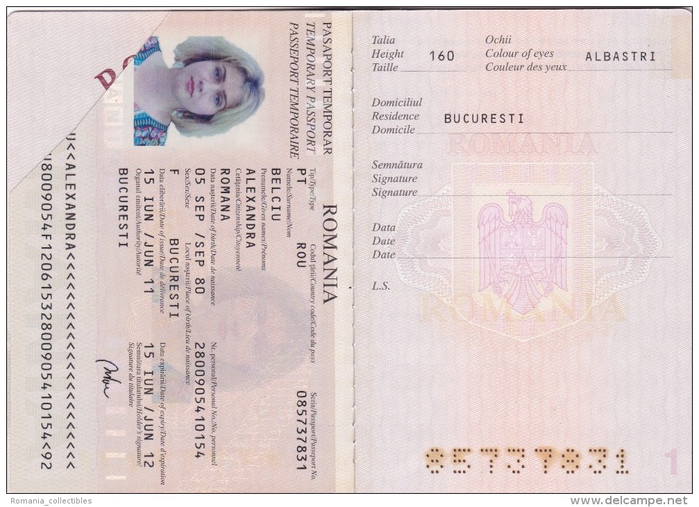 Romania, Expired Temporary Passport - Turkey Visas And Stamps - Documenti Storici