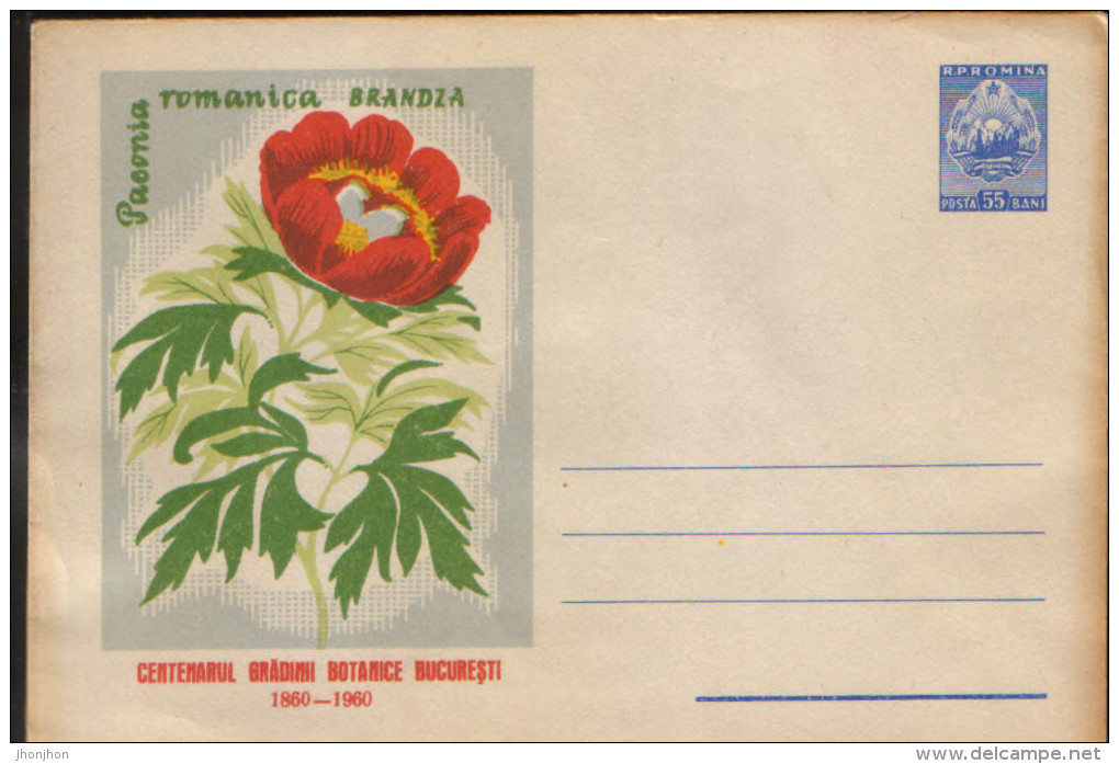 Romania - Postal Stationery Cover 1960,unused - Medicinal Plants- Flowers - Red Opium Poppy - Geneeskrachtige Planten