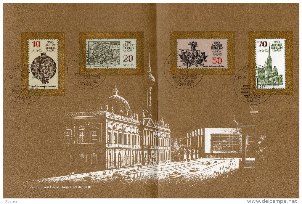 5.EB 750 Jahre Berlin 1987 DDR 3023/6,Bl.84+SD-Block ETB 2/86 25€ Architektur Bloque Hoja Ms Black Sheets Bf GDR Germany - 1e Dag FDC (vellen)