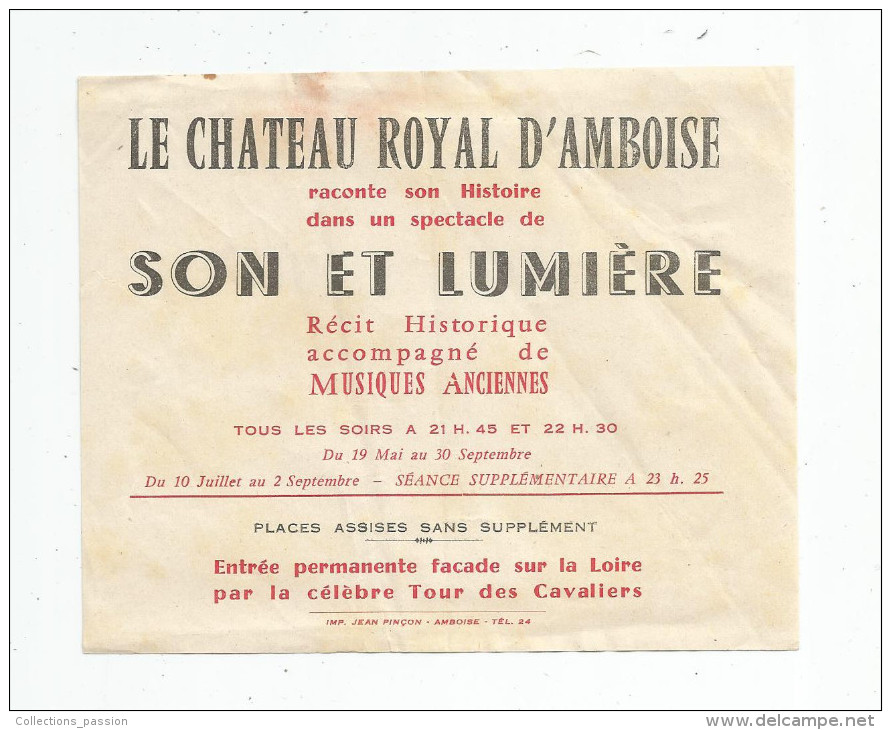 G-I-E , Programme , Le Chateau Royal D´Amboise , Son Et Lumière , Musiques Anciennes - Programmi