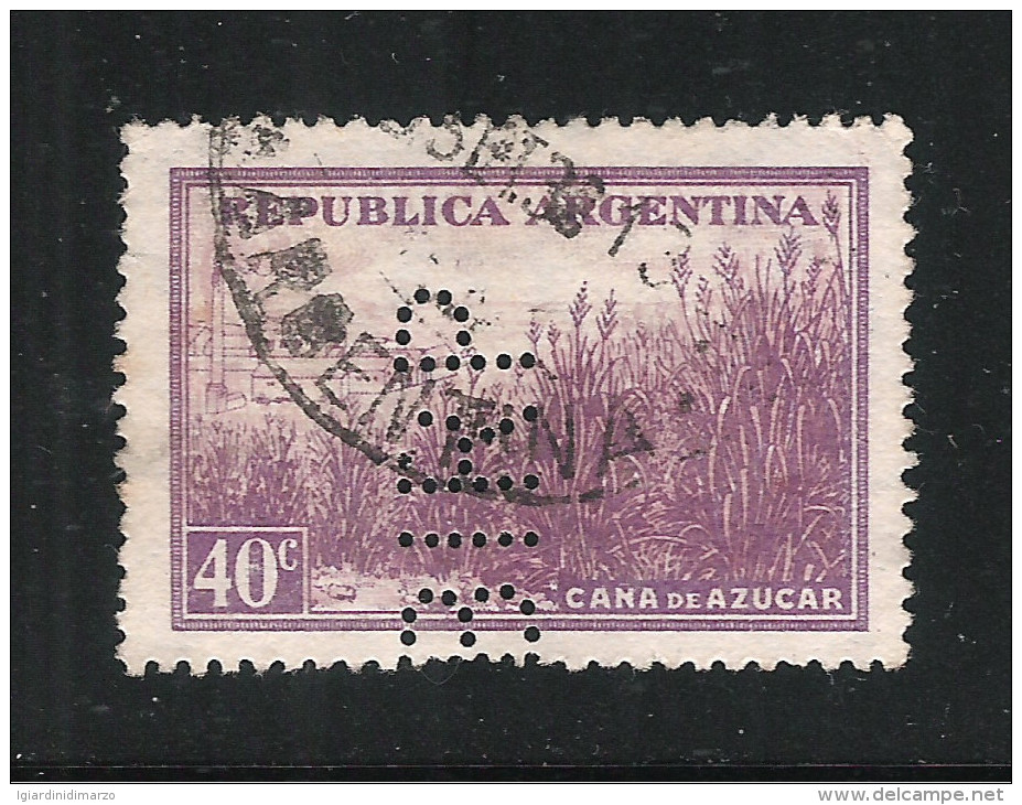 PERFIN ARGENTINA - 1935 - Valore Usato Da 40 C. (canna Da Zucchero) Con Perforazione - In Buone Condizioni. - Perforiert/Gezähnt