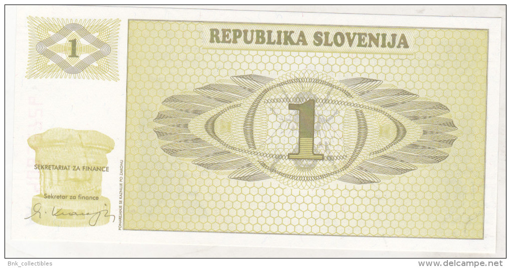 Slovenia 1 Tolar 1990 Unc , Specimen , Pick 1s1 - Slowenien