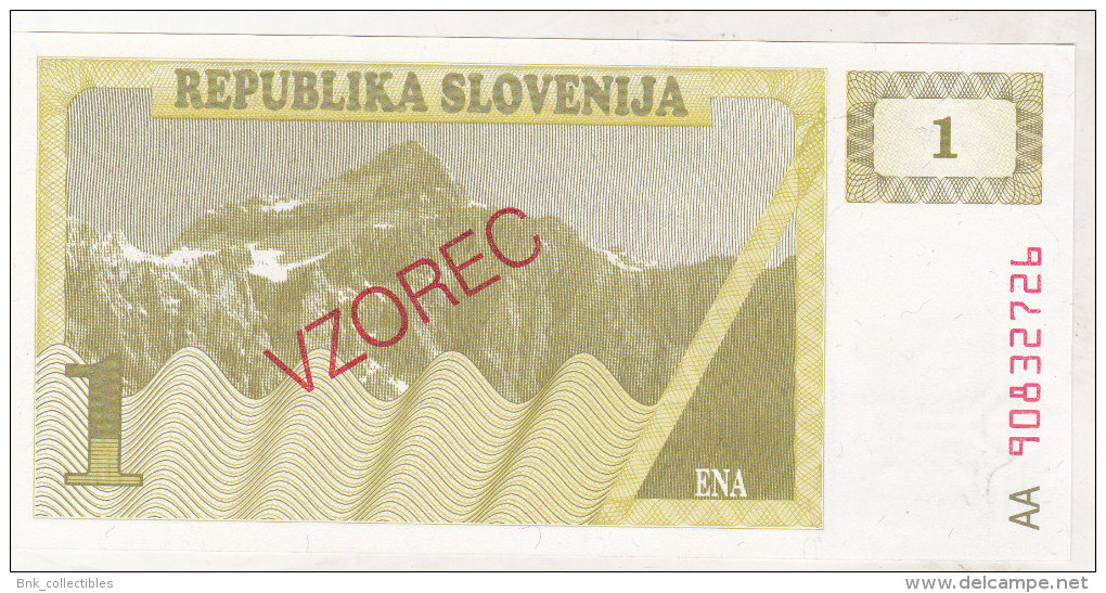 Slovenia 1 Tolar 1990 Unc , Specimen , Pick 1s1 - Slovénie