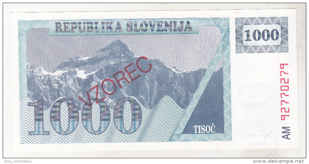 Slovenia 1000 Tolarjev Unc , Specimen , Pick 9s1 - Slowenien