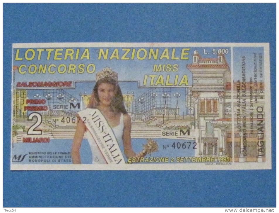 BIGLIETTO LOTTERIA MISS ITALIA 1995 CON TAGLIANDO FDS - Biglietti Della Lotteria