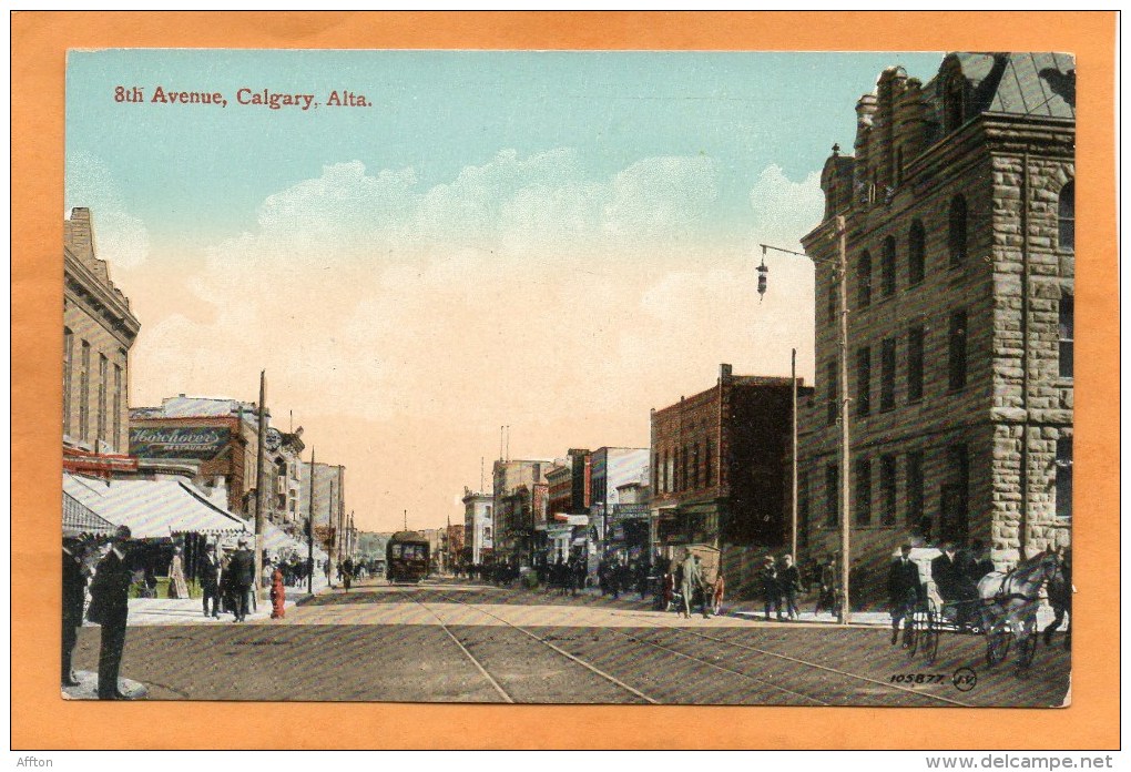 8th Ave Calgary Alta 1910 Postcard - Calgary