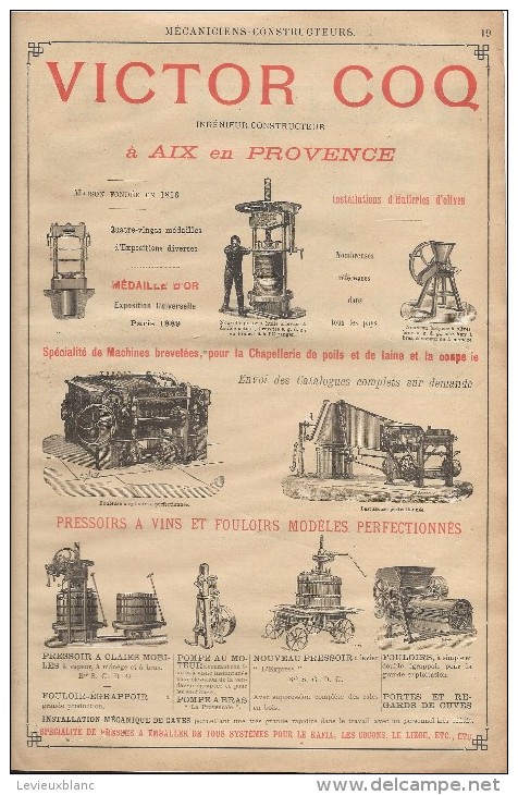 Industrie/Ingénieur Constructeur/Encart Publicitaire/Coq/ Aix En Provence/Annuaire Didot-Bottin/1905  ILL40 - Autres & Non Classés