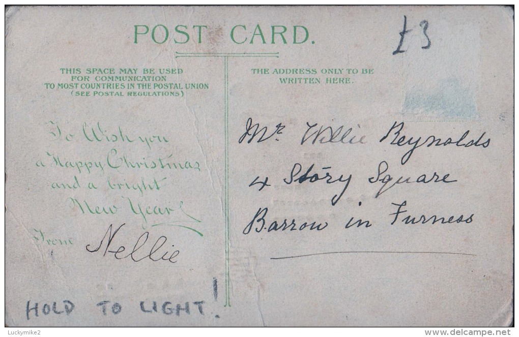 'Hold To Light'  Ship Postcard  C1910 - Hold To Light