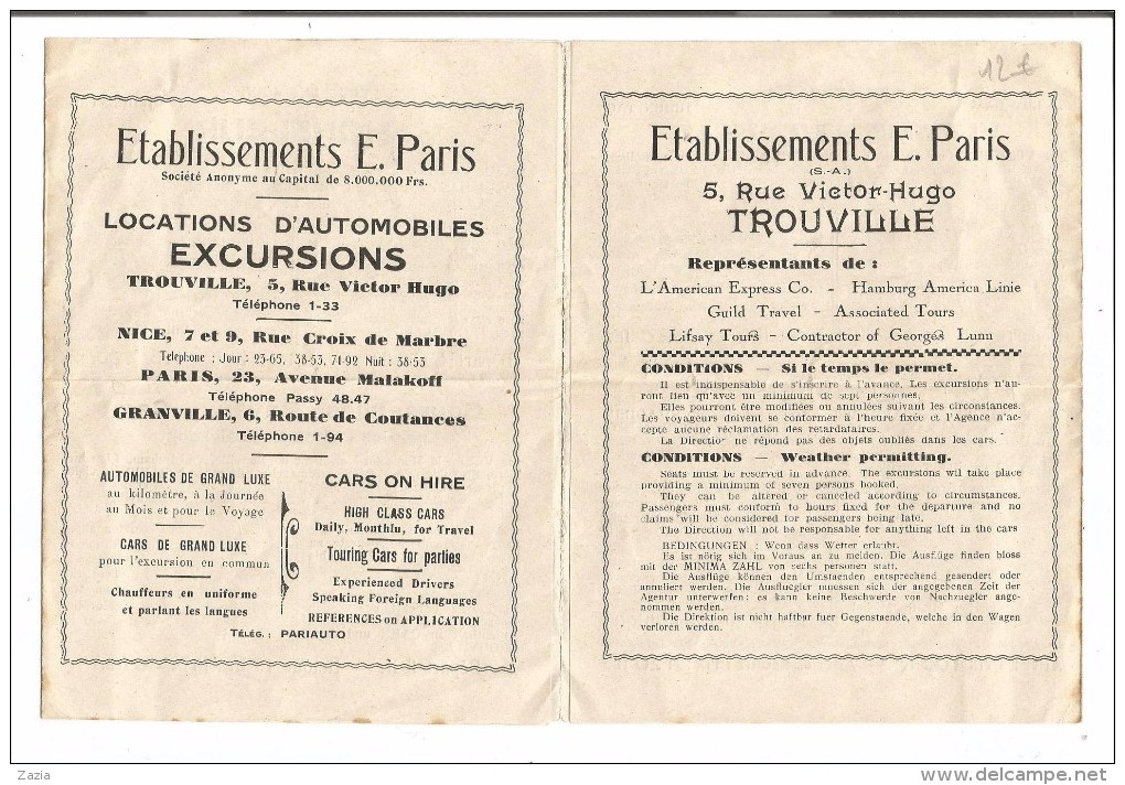 VP.0136/ Excursions E. Paris Trouville - Carte Normandie - Dépliants Turistici