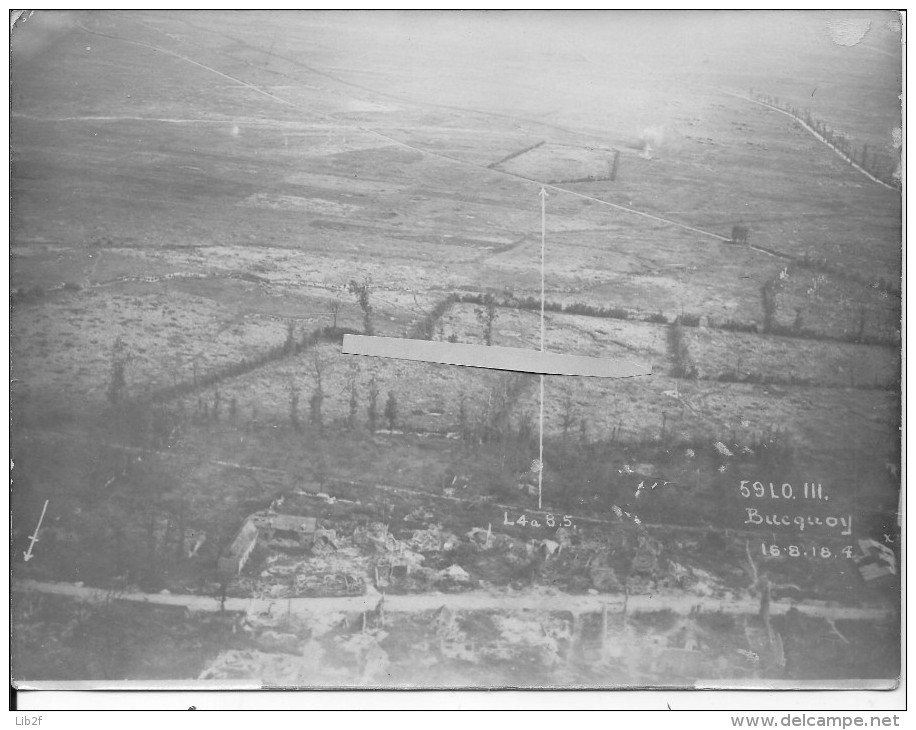 Pas De Calais Bucquoy Offensive Du 16/08/1918 Tranchées Fortifications Village Destructions 5 Photos Aériennes Ww1 Wk1 - War, Military