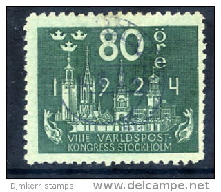 SWEDEN 1924 UPU Congress 80 öre  Used.  Michel 155 - Gebraucht