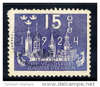 SWEDEN 1924 UPU Congress 15 öre  Used.  Michel 146 - Usados