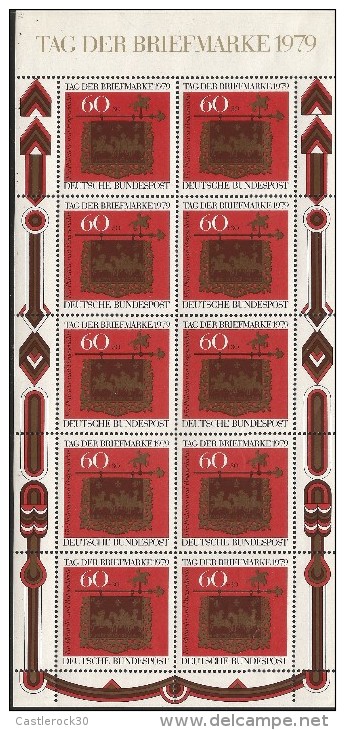 B)1979 GERMANY, FOR PHILATELY AND POSTAL HISTORY, DAY OF THE STAMP, BLOCK OF 10, MNH - Other & Unclassified