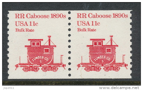 USA 1984 Scott # 1905. Transportation Issue: RR Carboose 1890s, MNH (**). Tagget Pair - Coils & Coil Singles