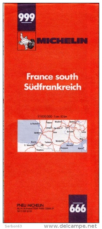 CARTE MICHELIN PNEUMATIQUES N° 999 NEUVE SOLDE LIBRAIRIE 1976 FRANCE SUD FRANCIA SUD SOUTHERN FRANCE SÜDFRANKREICH - Cartes/Atlas