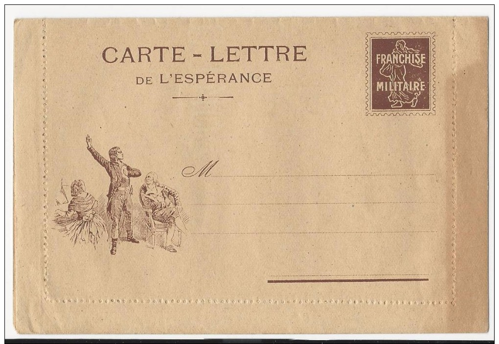 FRANCHISE MILITAIRE WW1 -CARTE LETTRE DE L ESPERANCE - - VIERGE -TTBE - Cartas & Documentos