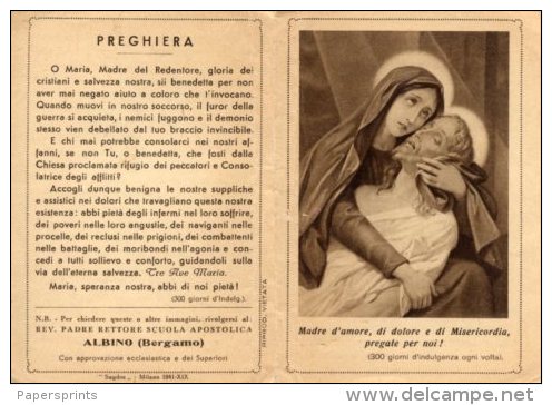 Albino BG - Santino Depliant Antico MADRE D'AMORE, DI DOLORE DI MISERICORDIA... (Supplica Per I Sodati) Anno 1941 - M33 - Religion & Esotérisme