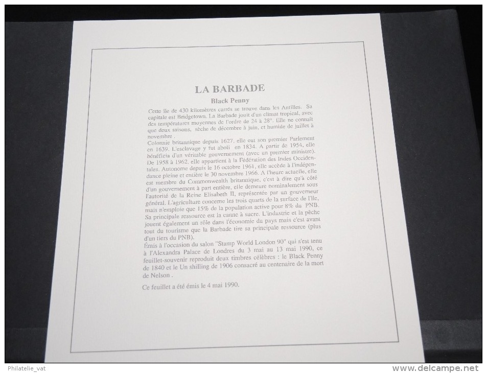 LA BARBADE - Bloc Luxe Avec Texte Explicatif - Belle Qualité - À Voir -  N° 115178 - Barbades (1966-...)