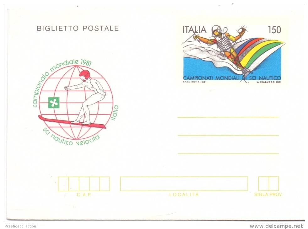 SCI NAUTICO    WORLD CHAMPIOSHIP ITALY 1981 BIGLIETTO POSTALE  (M160071) - Ski Náutico