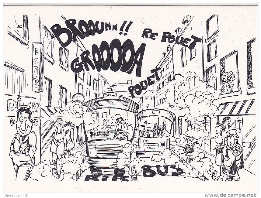 25646 -RENNES 35 France -capitale Meandres Circulation -commercants Centre Ville -1982 Voiture Dessin -bus Polution - Rennes