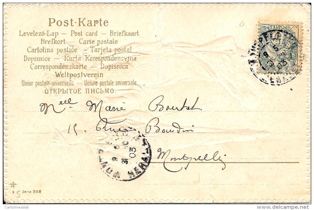 [DC2543] CPA - COPPIA ELEGNATE - IN RILIEVO - Viaggiata 1903 - Old Postcard - Coppie