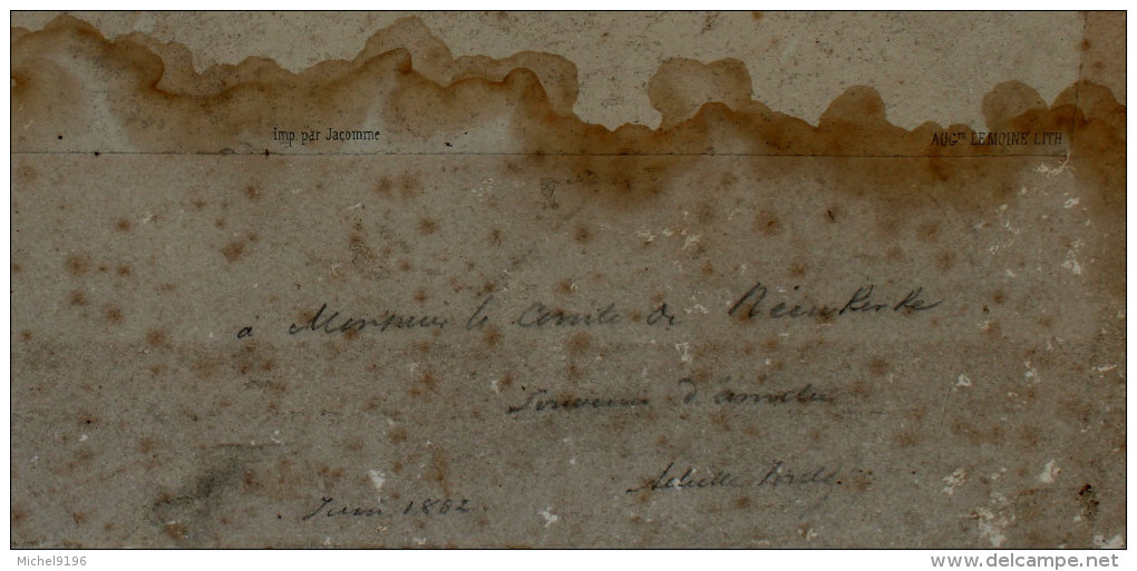 Gravure Ancienne Datée 1862 D' Achille Fould Dédicace Au Comte De Reinkerke? - Estampes & Gravures