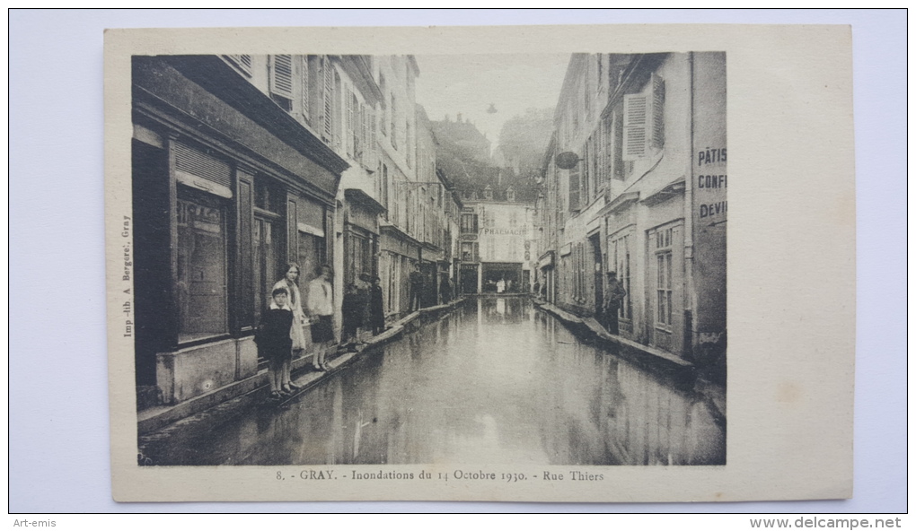 GRAY 70 Innondations Du 14 Octobre 1930 Rue THIERS Haute Saone CPA Animee Postcard - Gray