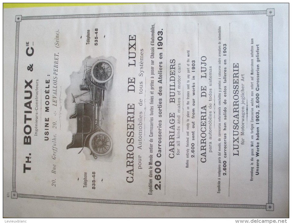 De DION-BOUTON/Puteaux /Voiture-Voiturette-Tricycle-Omnibus-Char/BOTIAUX /Levallois/1901  ILL72