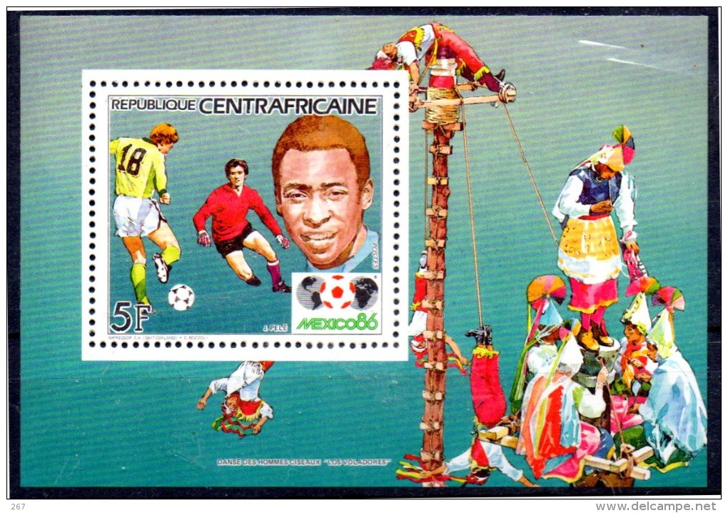 CENTRAFRIQUE    BF De LUXE  N°  702  * *   Cup 1986  Football Soccer Fussball Pelé - 1986 – Messico