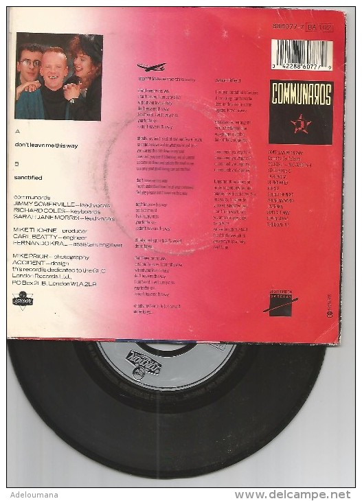 COMMUNARDS  -  DON'T LEAVE ME THIS WAY  - SANCTIFIED - 45 T - Maxi-Single