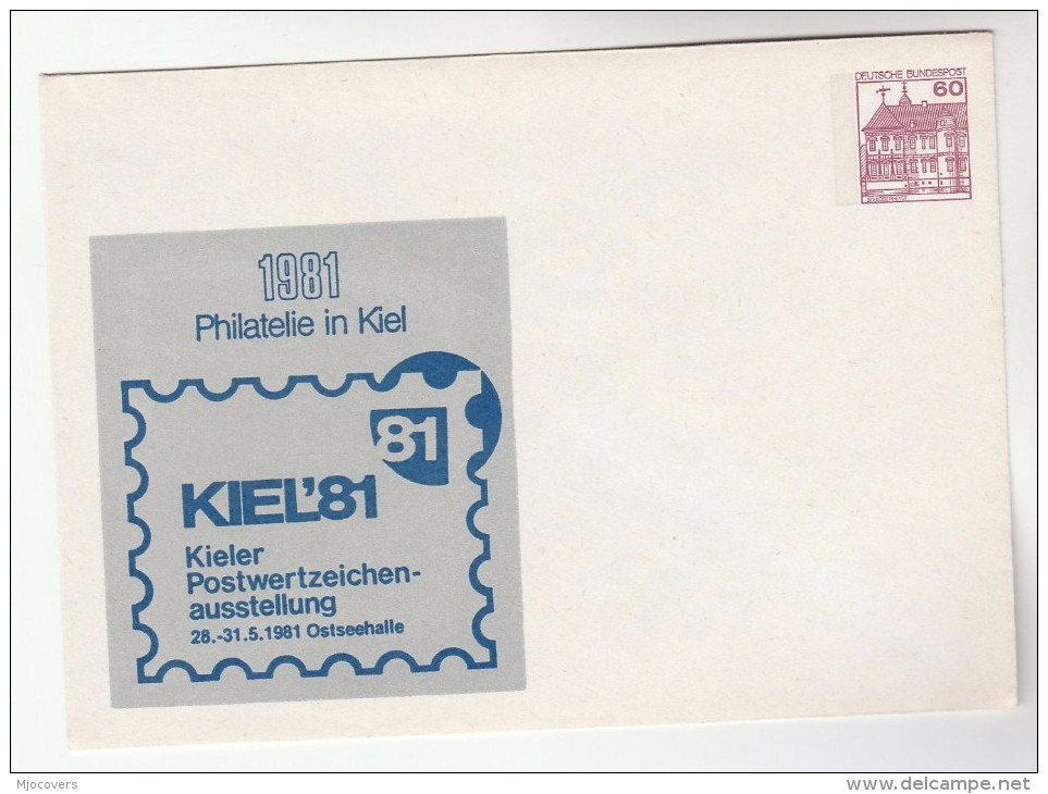 1981 GERMANY 60pf Postal STATIONERY COVER Illus PHILATELIE IN KIEL Postwertzeichen Austellung Stamps - Enveloppes Privées - Neuves