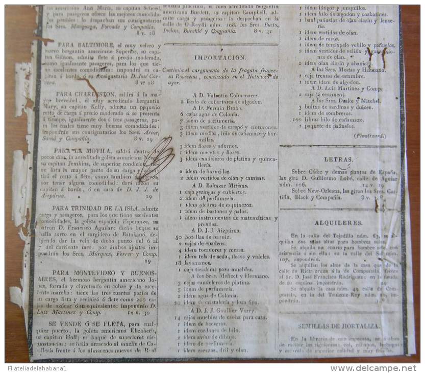 BP246 CUBA SPAIN NEWSPAPER ESPAÑA 1829 NOTICIOSO MERCANTIL 01/08/1829 34X23cm - [1] Until 1980