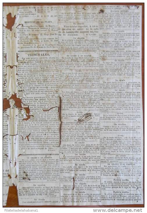 BP248 CUBA SPAIN NEWSPAPER ESPAÑA 1827 NOTICIOSO MERCANTIL 12/04/1827 22X34cm - [1] Bis 1980