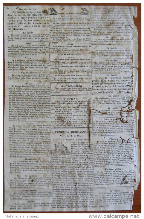 BP248 CUBA SPAIN NEWSPAPER ESPAÑA 1827 NOTICIOSO MERCANTIL 12/04/1827 22X34cm - [1] Until 1980
