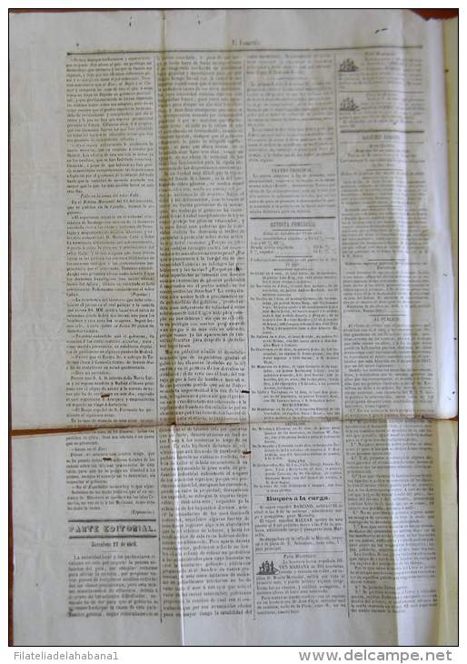 BP250 CUBA SPAIN NEWSPAPER ESPAÑA 1848 EL FOMENTO BARCELONA 25/04/1848 49X33cm - [1] Hasta 1980